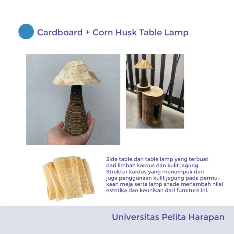 Cardboard  Side Table + Corn Husk Lamp Shade