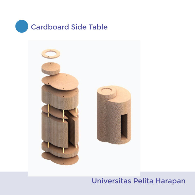 Cardboard  Side Table + Corn Husk Lamp Shade